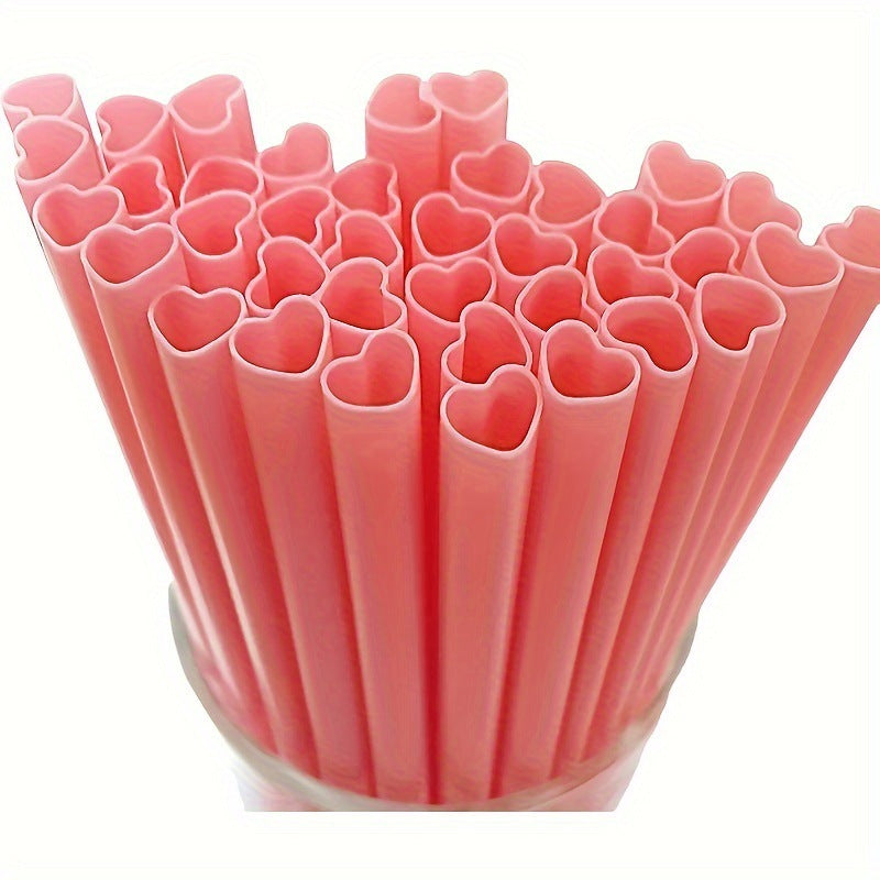 Lot de 50 pailles cœur rose, jetables