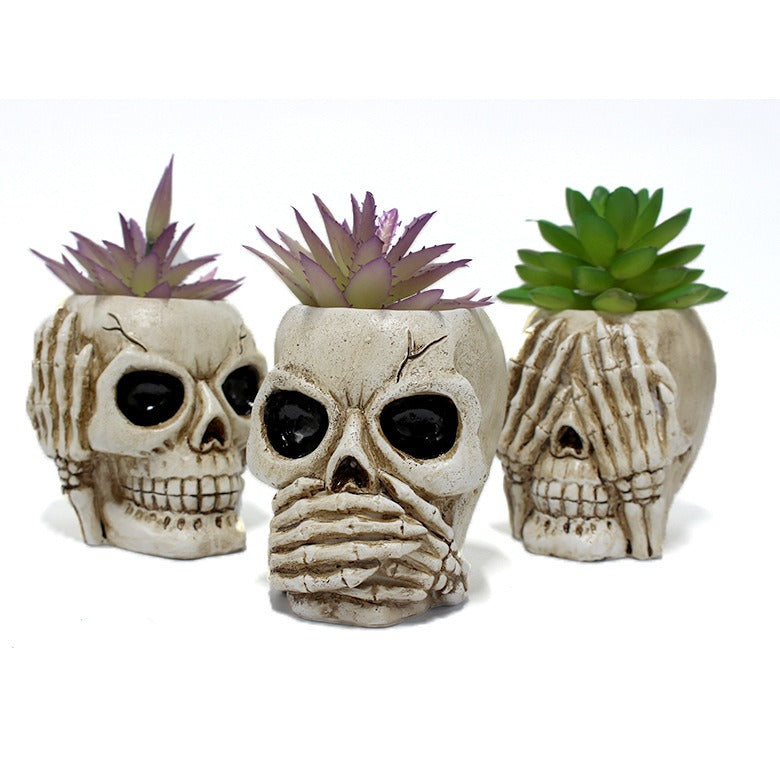 Pot décoratif squelette en résine