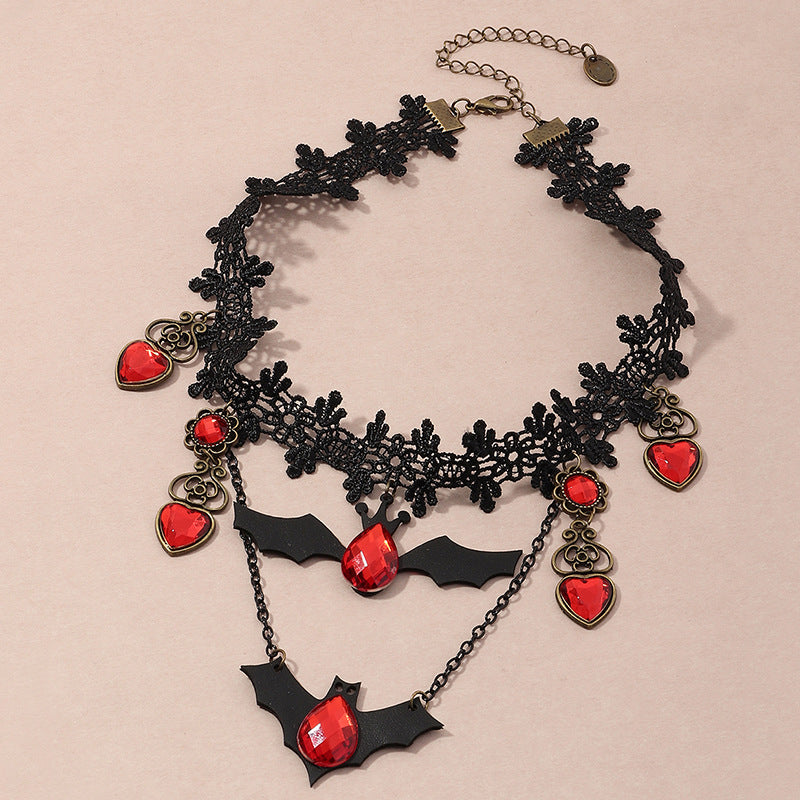 Collier chauve-souris en dentelle, Halloween