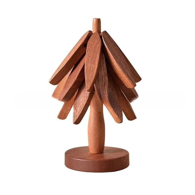 Set de dessous de plat en bois massif, noyer