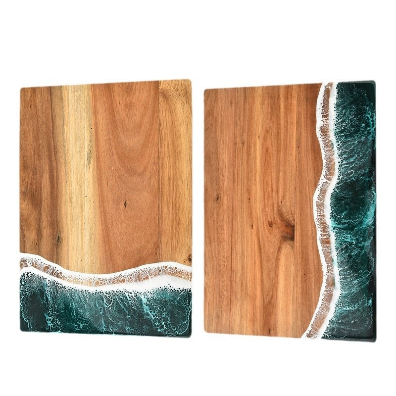 Planche à découper bois d'acacia et résine, vagues