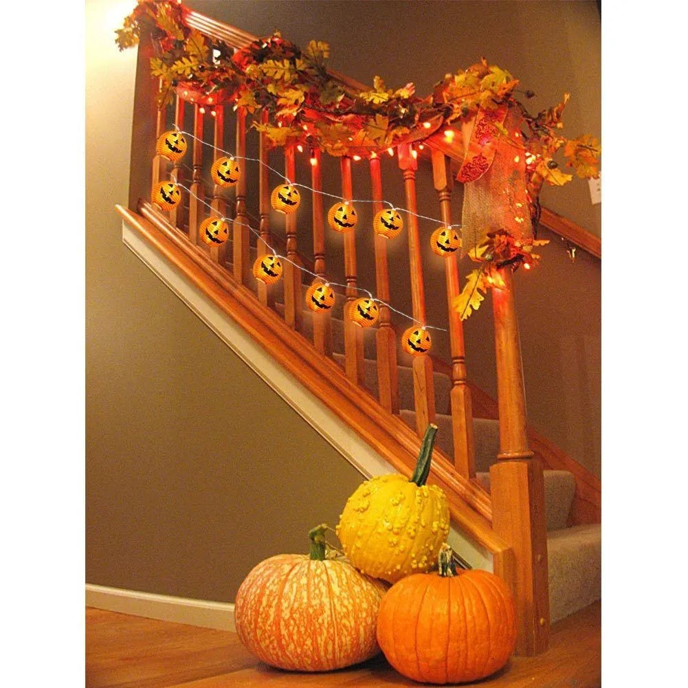 Guirlande lumineuse citrouilles 1,2m, Halloween