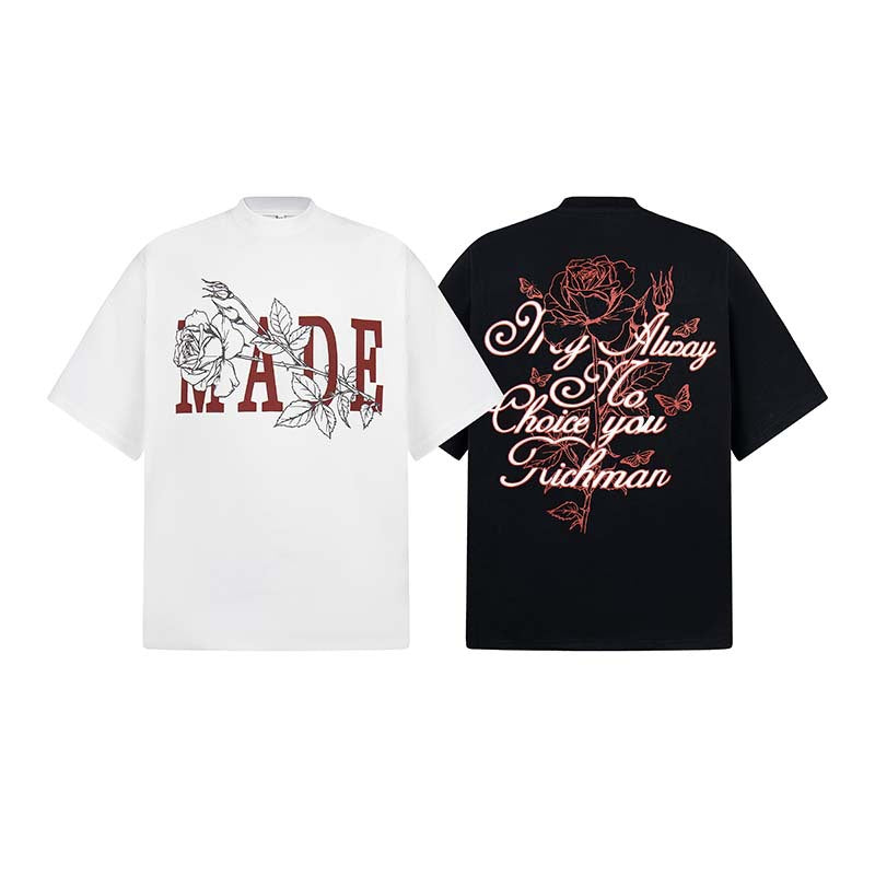 T-shirt imprimé fleurs, style rétro américain