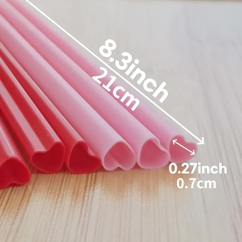 Lot de 50 pailles cœur rose, jetables