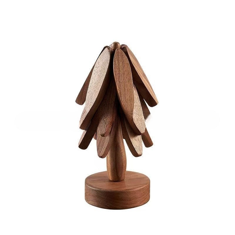 Set de dessous de plat en bois massif, noyer