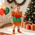 Barboteuse bébé fille motif Noël, manches lanterne