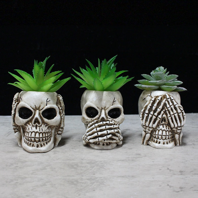 Pot décoratif squelette en résine