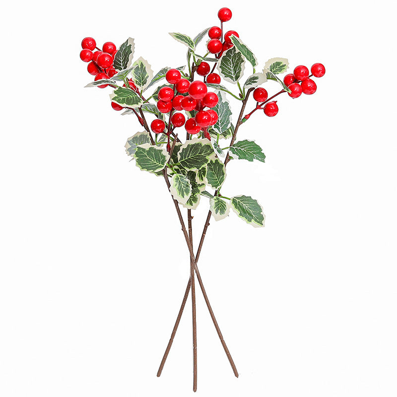 Baie rouge artificielle, tige déco de Noël