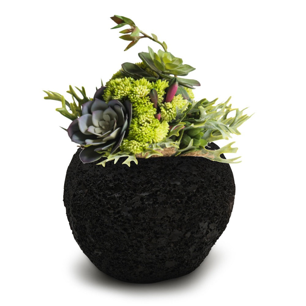 Pot décoratif pierre volcanique, style minimaliste