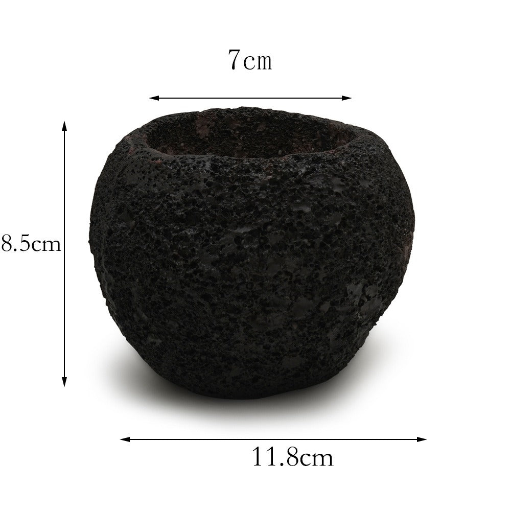 Pot décoratif pierre volcanique, style minimaliste