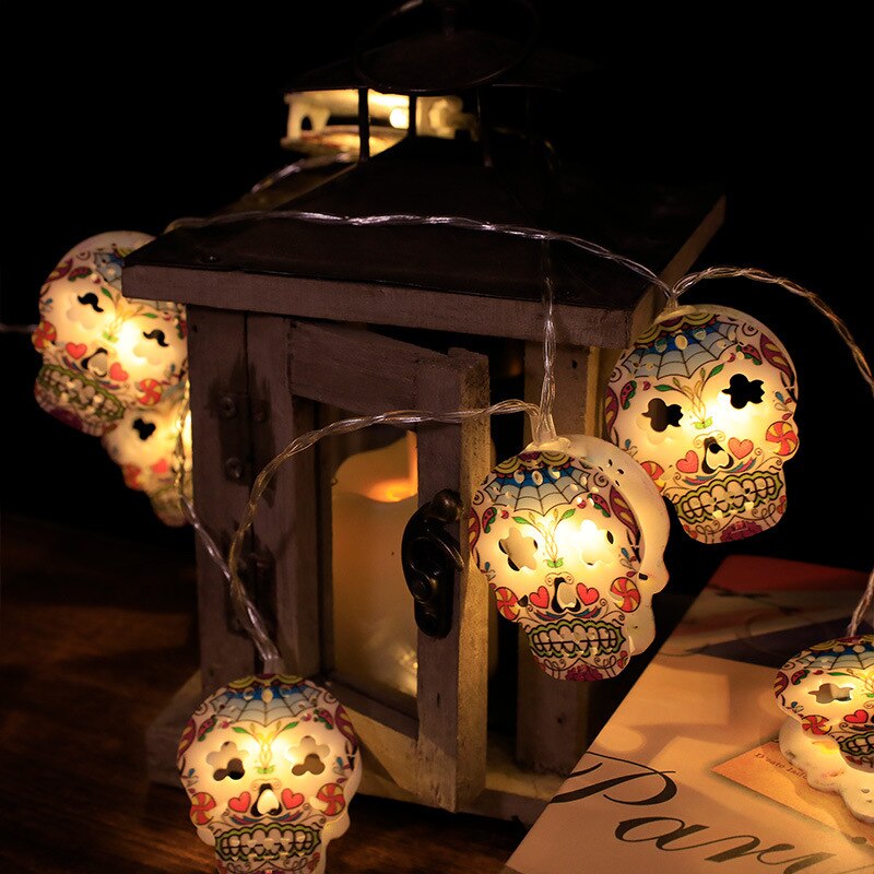 Guirlande LED 1,5m citrouille et squelette, Halloween
