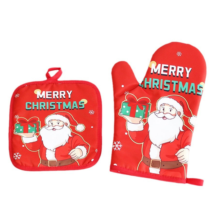 Gants de cuisine isolants, motif Noël