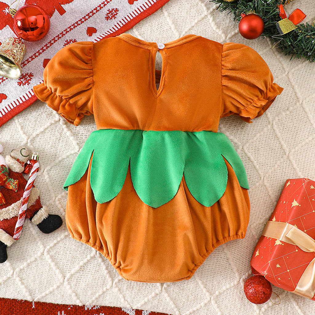 Barboteuse bébé fille motif Noël, manches lanterne