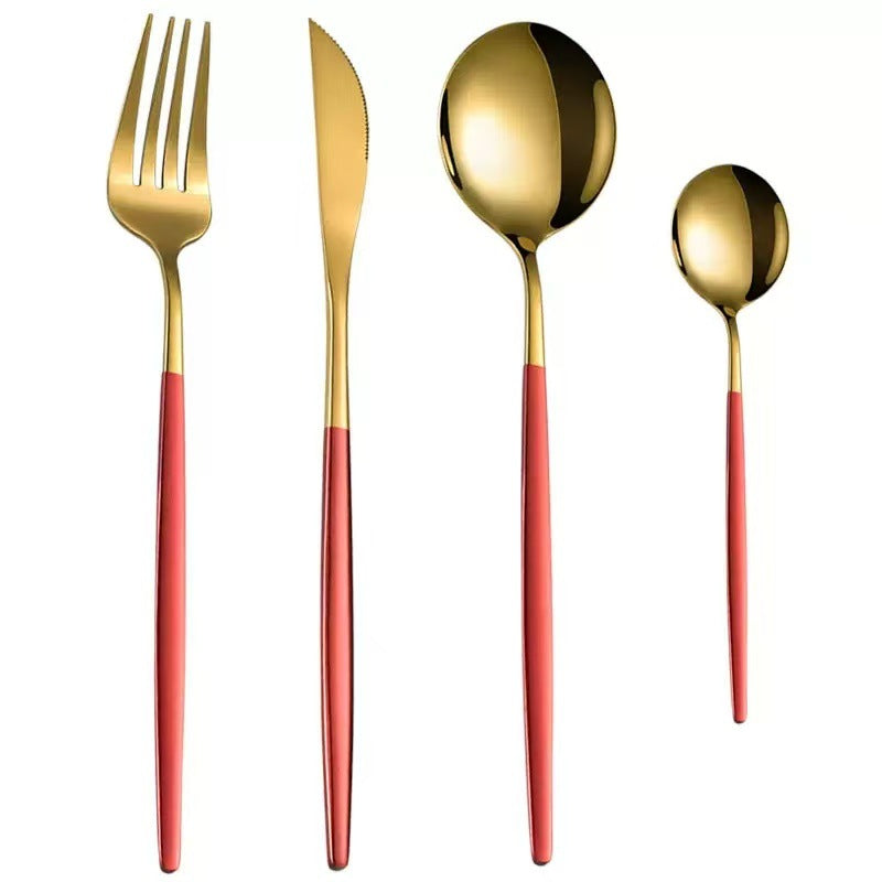 Set couverts inox doré 4 pièces, style portugais