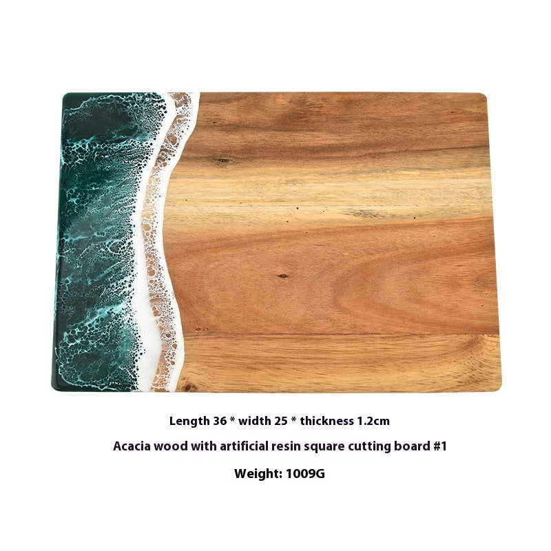 Planche à découper bois d'acacia et résine, vagues