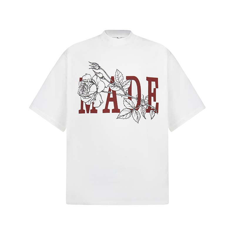 T-shirt imprimé fleurs, style rétro américain