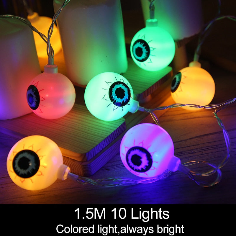 Guirlande LED 1,5m citrouille et squelette, Halloween
