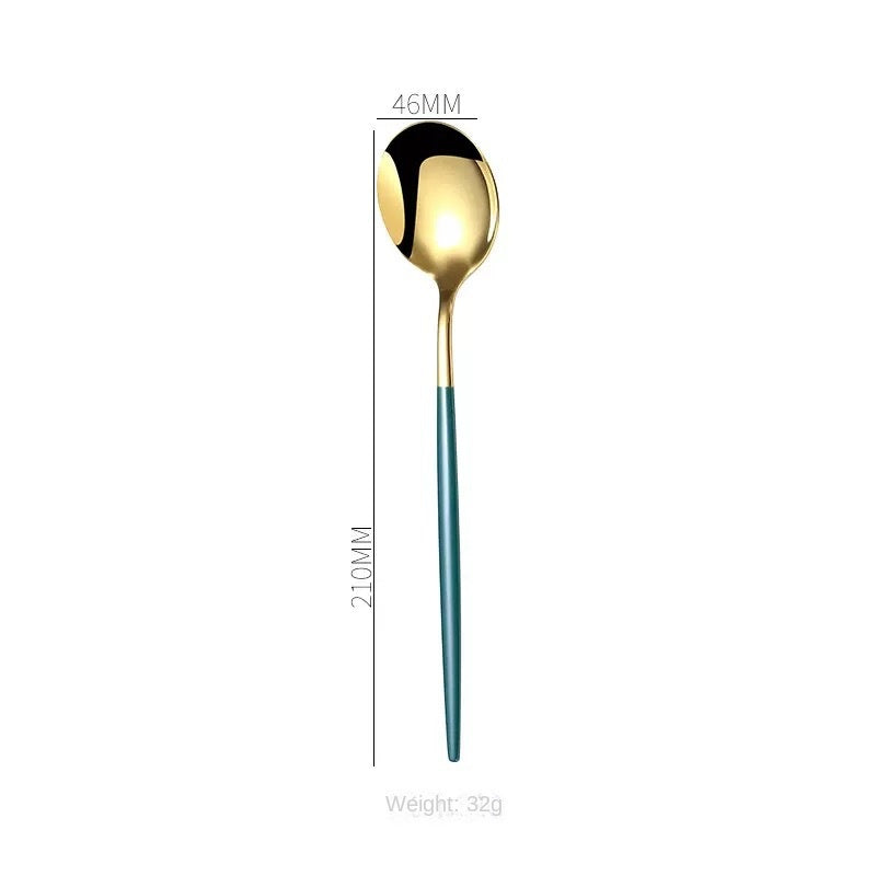 Set couverts inox doré 4 pièces, style portugais