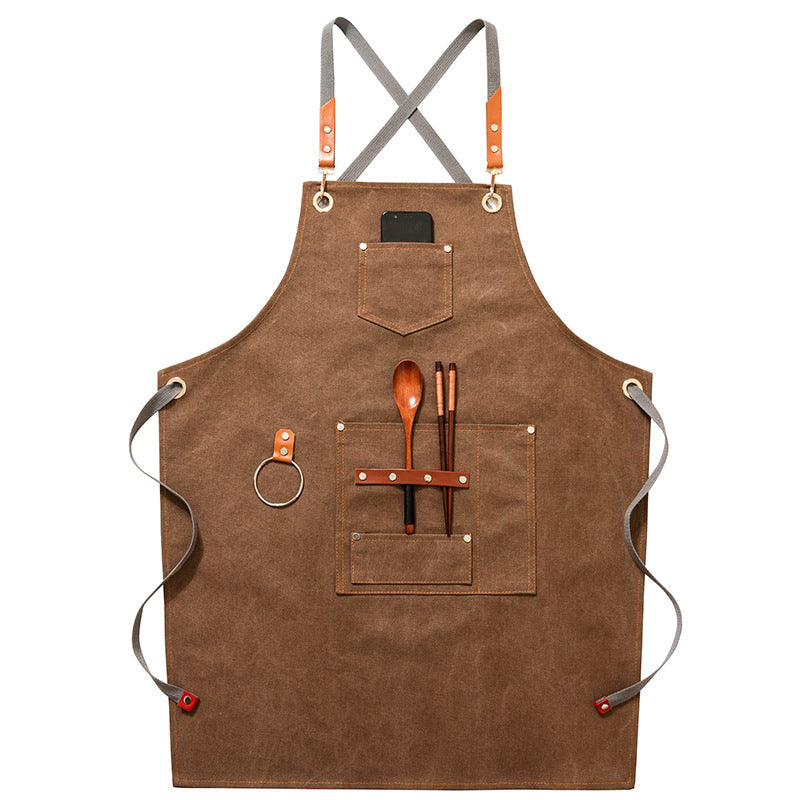Tablier denim et toile, café/coiffeur