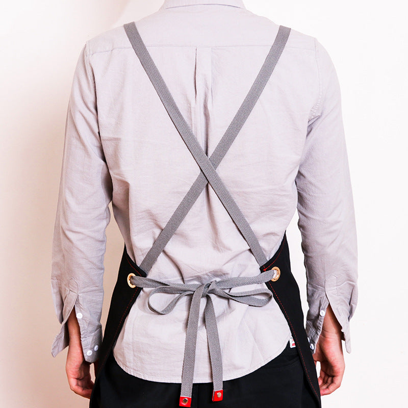 Tablier denim et toile, café/coiffeur