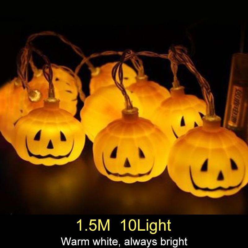 Guirlande LED 1,5m citrouille et squelette, Halloween