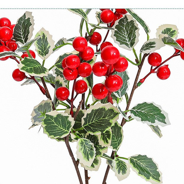 Baie rouge artificielle, tige déco de Noël