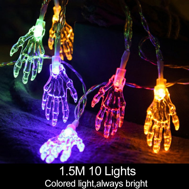 Guirlande LED 1,5m citrouille et squelette, Halloween