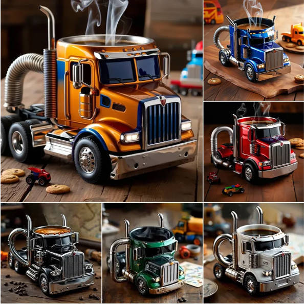 Mug motif camion semi-remorque, fait main