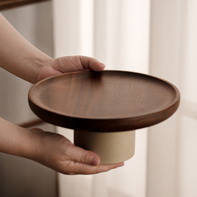 Plateau à gâteaux en bois d'acacia