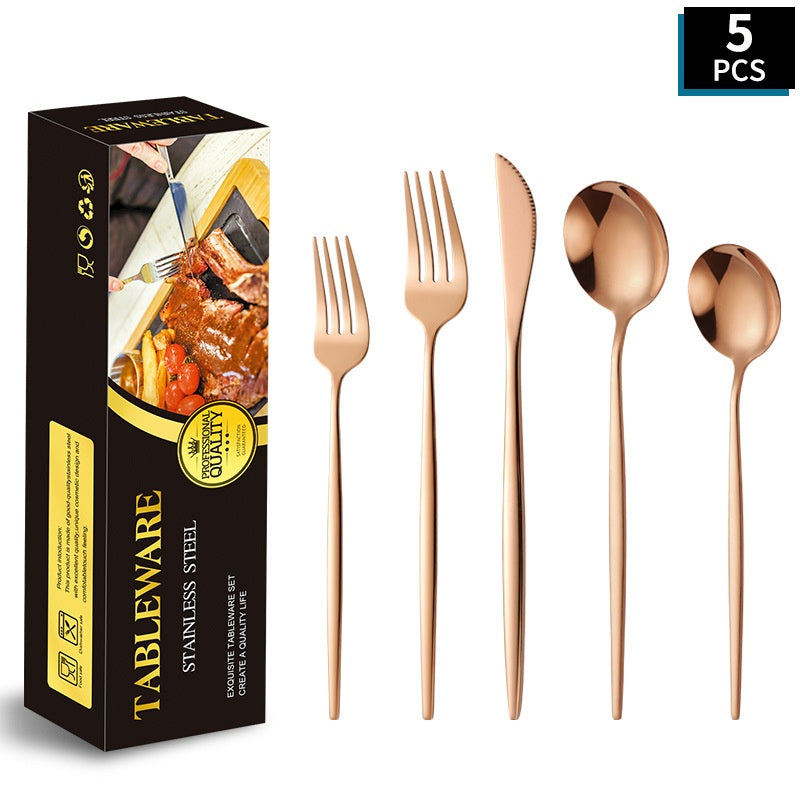 Set couverts inox doré, style portugais