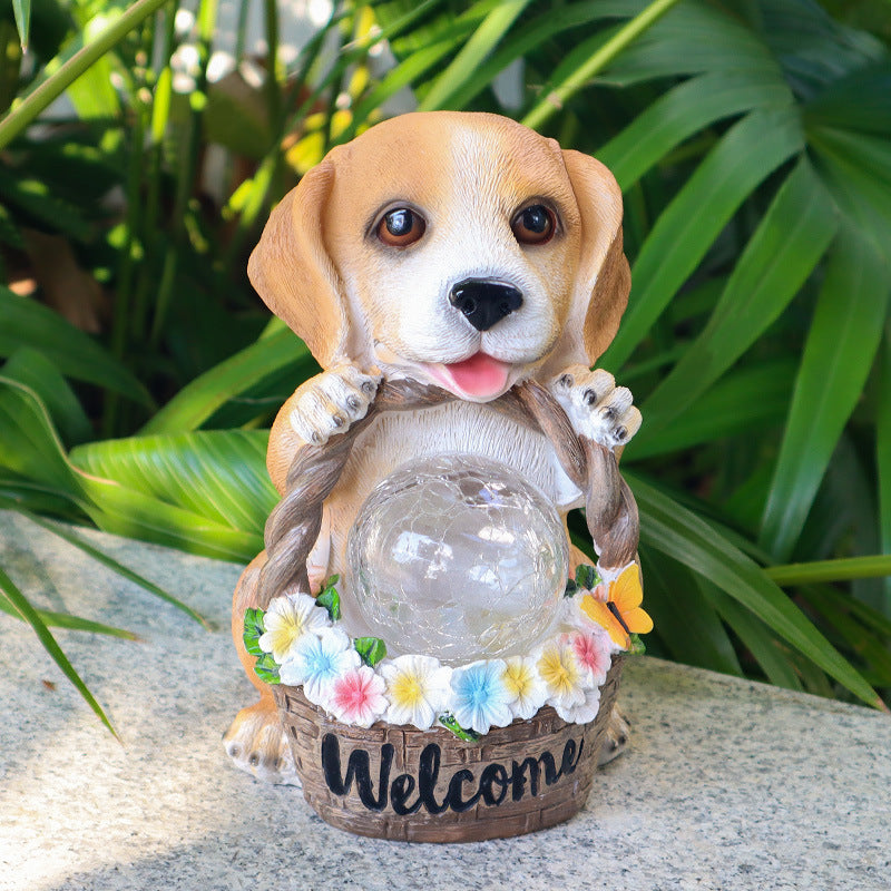 Veilleuse solaire chien lumineuse, jardin