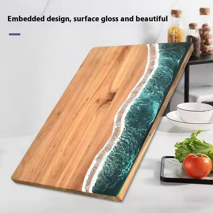 Planche à découper bois d'acacia et résine, vagues