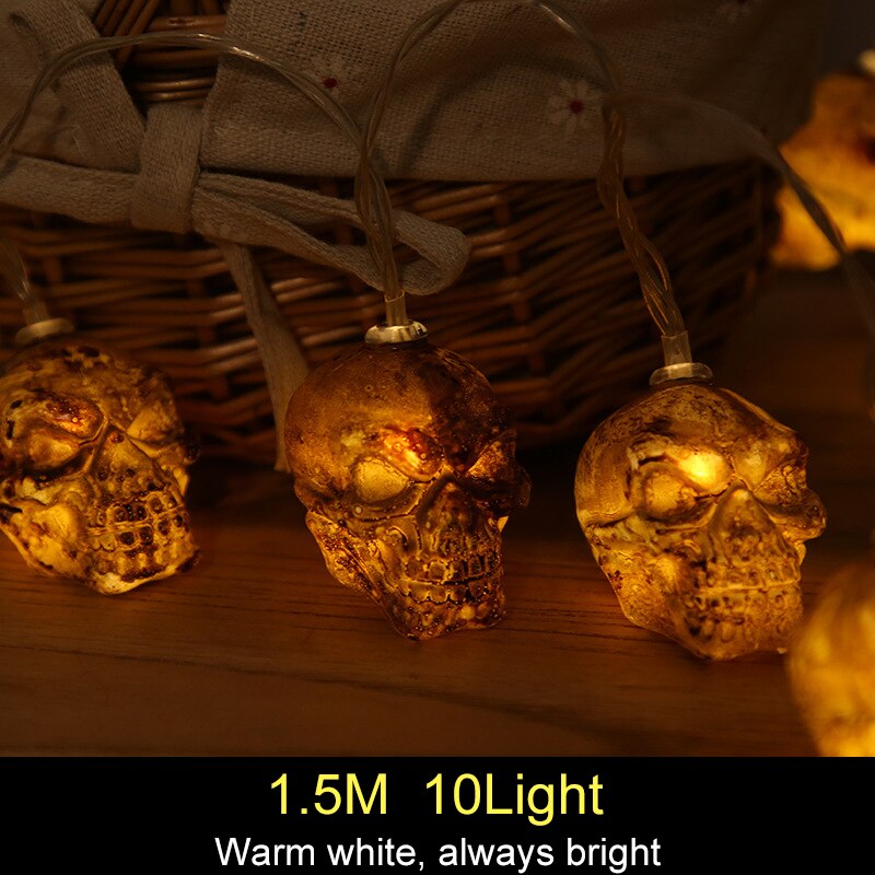 Guirlande LED 1,5m citrouille et squelette, Halloween