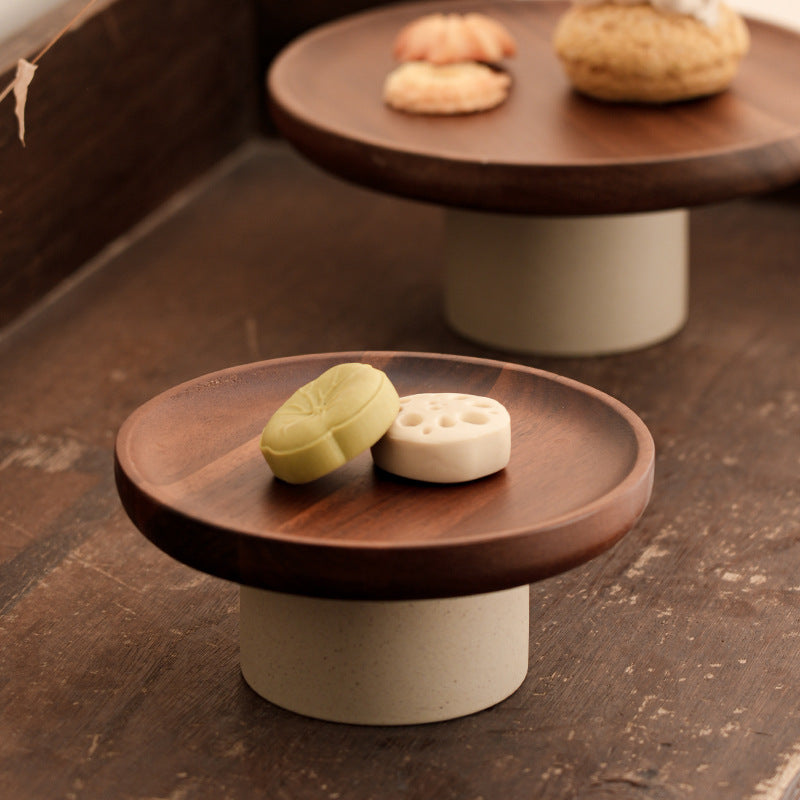 Plateau à gâteaux en bois d'acacia