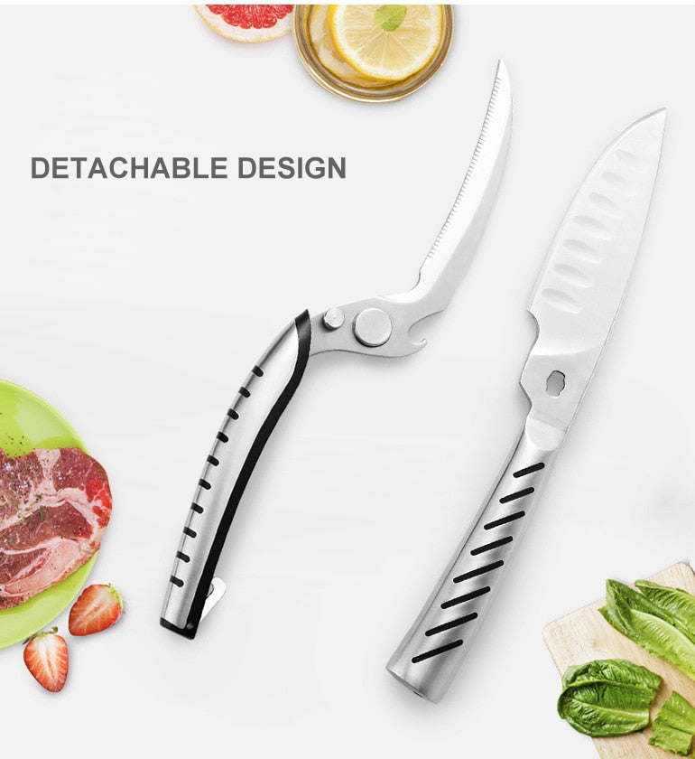 Ciseaux de cuisine multifonction, inox