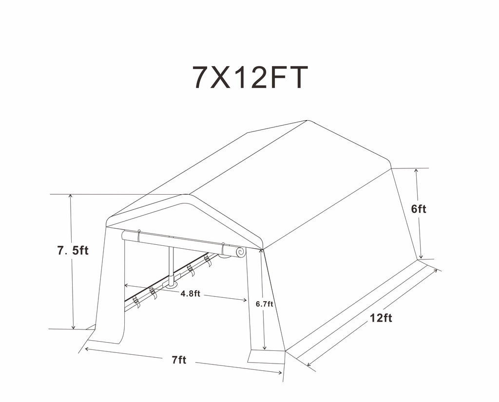 Abri de jardin gazebo portable 7x12 pieds