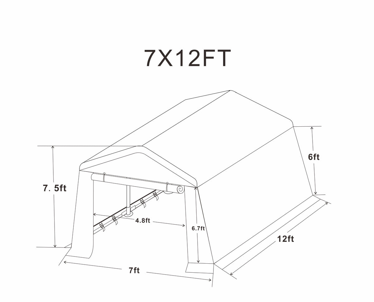 Abri de jardin gazebo portable 7x12 pieds