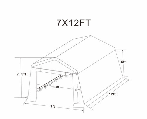 Abri de jardin gazebo portable 7x12 pieds
