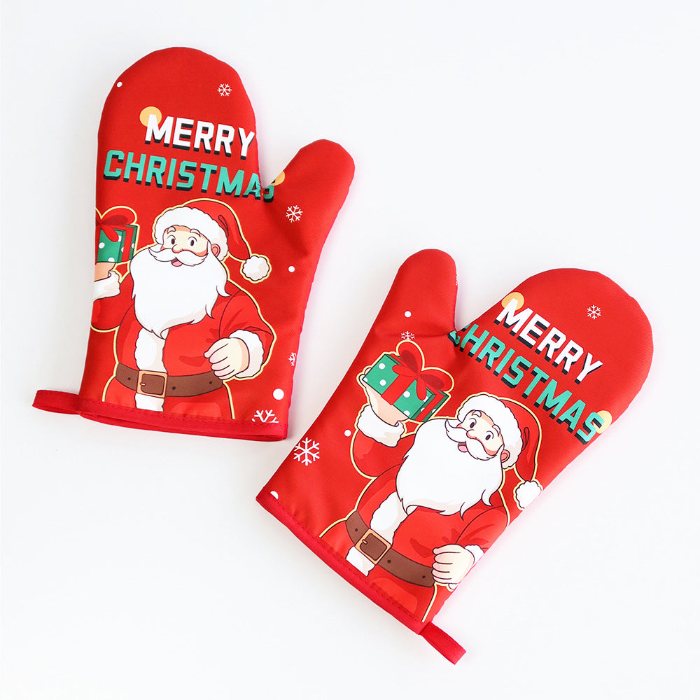Gants de cuisine isolants, motif Noël