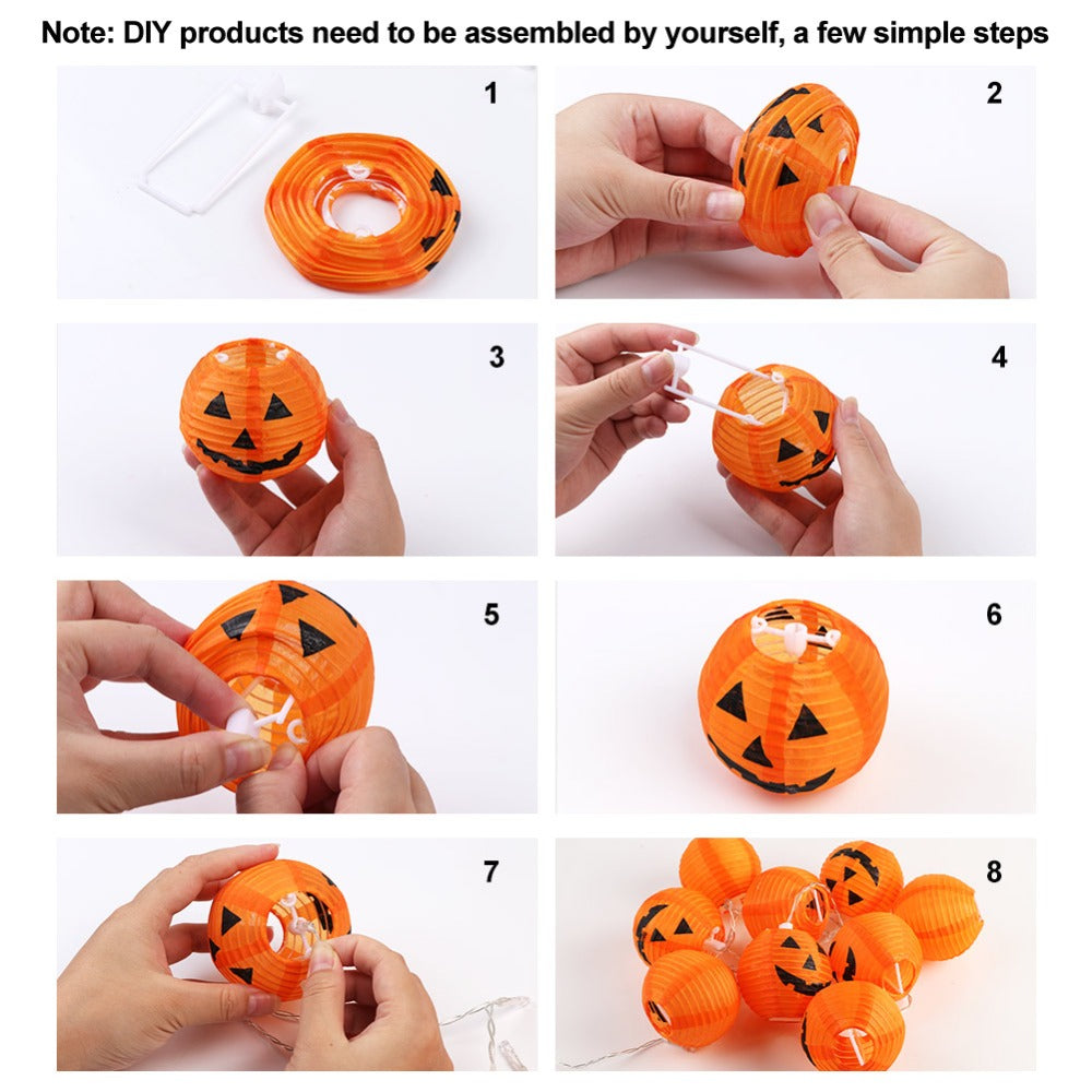 Guirlande lumineuse citrouilles 1,2m, Halloween